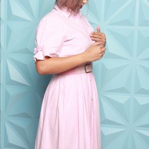 Vintage Pink/white stripe dress+belt